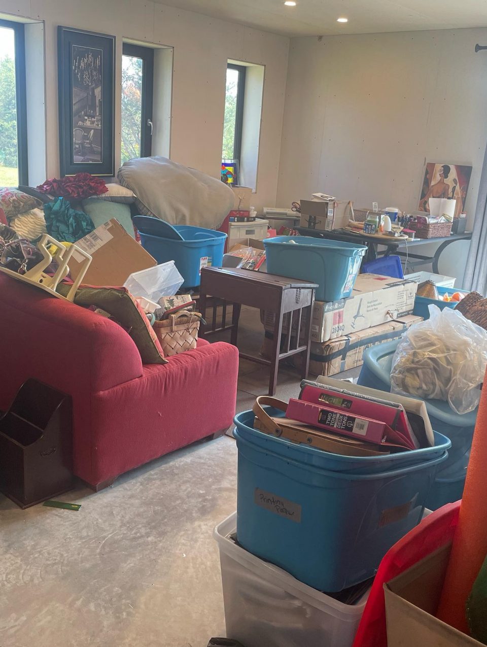 This large space continued to catch more of the overflow items in the basement.